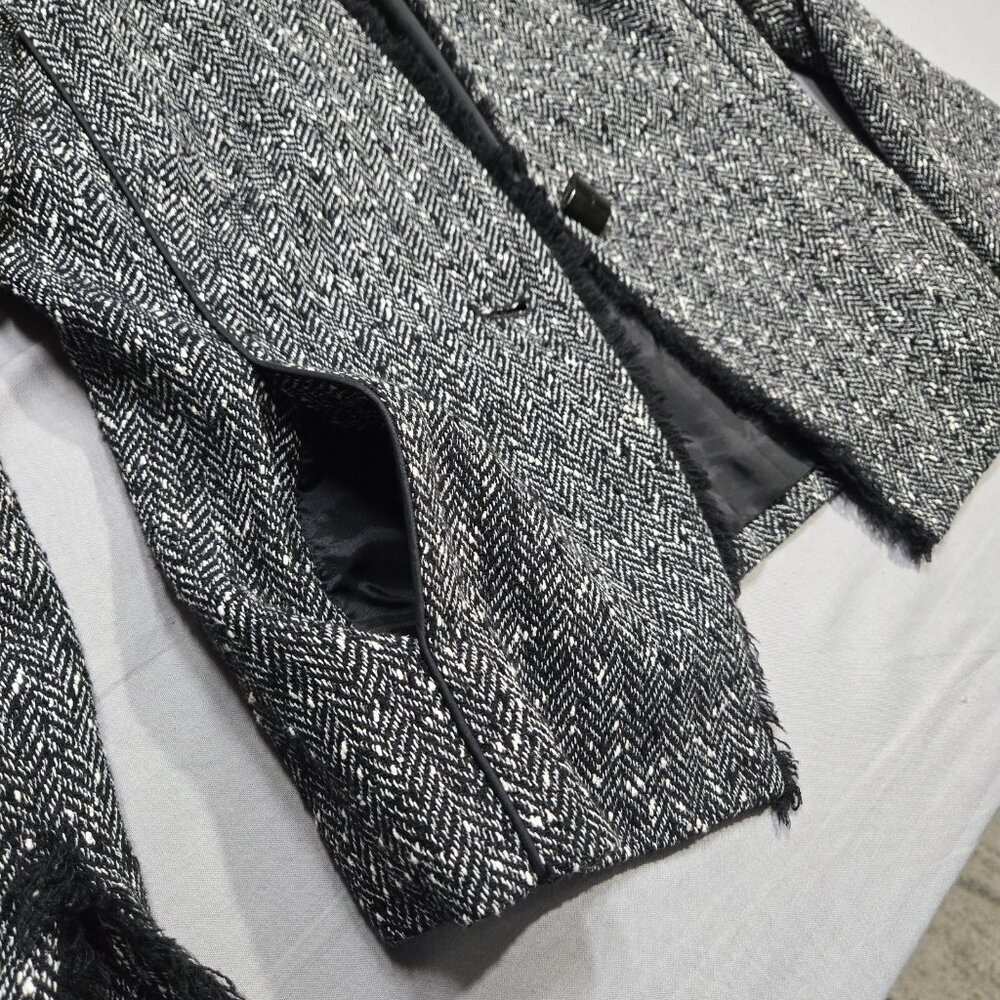Doncaster Collection Blazer Women's Size 8P Black Tweed Fringe Wool Blend - Picture 6 of 16